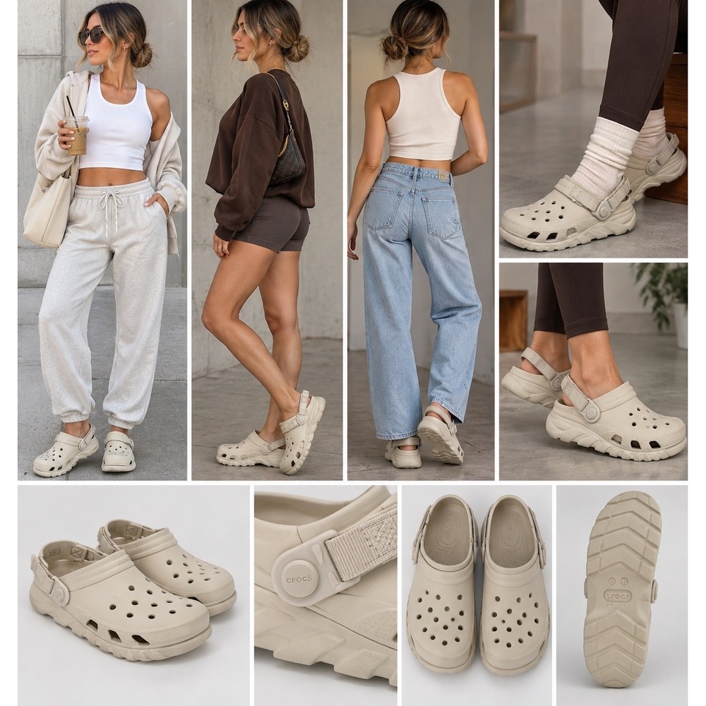 Crocs Echo Clog Tumbleweed Tan Beige Sporty Sandals 208776 Mens 6 Womens 8